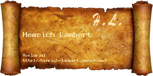Hemrich Lambert névjegykártya